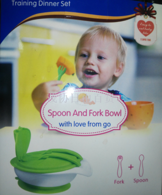 Spoon and fork bowl children's western training tableware knife and fork bowl set of 3 pieces
