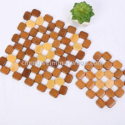 Kitchen Bamboo Wood Placemat Heat Proof Mat Desktop Anti-Scald Pan Mat Bowl Coaster Cup Coaster Dining Table Cushion