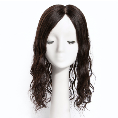 Hairpiece for women with large wavy curls full of dovetail passing needles large area to cover the white hair realistic hair patch dovetail patch