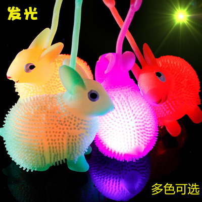 Selling light flash maomao luminous rabbit fur ball vent elastic ball child TPR toys