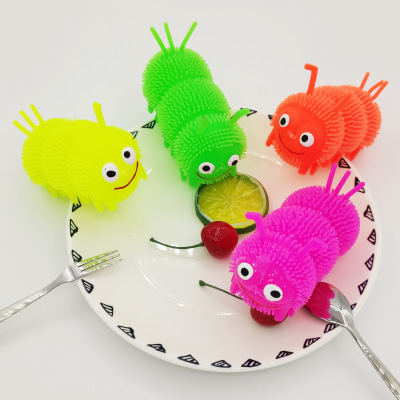 Flash caterpillar three caterpillar Flash hairy ball new unique toy manufacturers direct sales