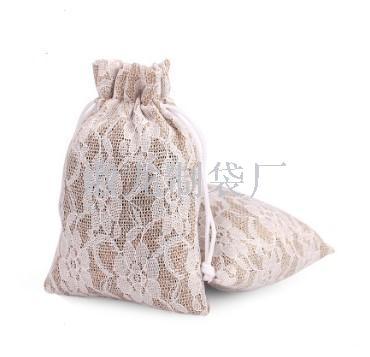 Factory direct bundle mouth drawstring hemp bag plastic film lace linen candy bag jewelry packaging bags wholesale