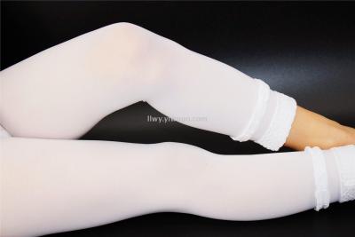 New 2020 kids nylon lace leggings flat solid color oversize stretch double screw lace tights
