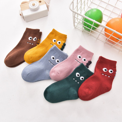 The Spring and autumn hot style cartoon express it in big eyes baby children socks combed cotton warm comfortable middle tube cartoon children socks