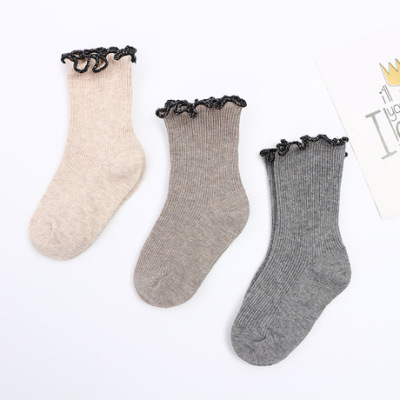 Factory Direct Sales Spring and Autumn New Children's Princess Socks Lace Combed Cotton Tube Baby Female Cute Breathable Socks