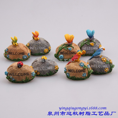 Resin landscape stone butterfly dragonfly ladybird parrot flower pot gardening micro-landscape accessories psychological sand game