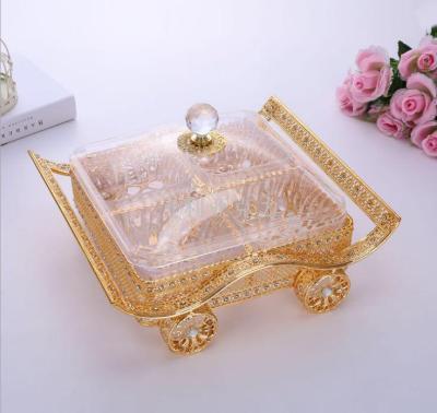 Acrylic candy box with lid and gold-plated dried fruit box with four squares middle eastern Muslim style