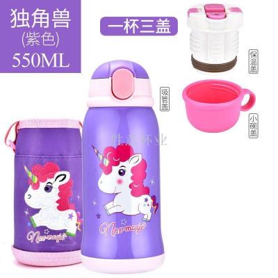 Hot-selling stainless steel thermos cup portable sports kettle creative opening children's gift customization double 