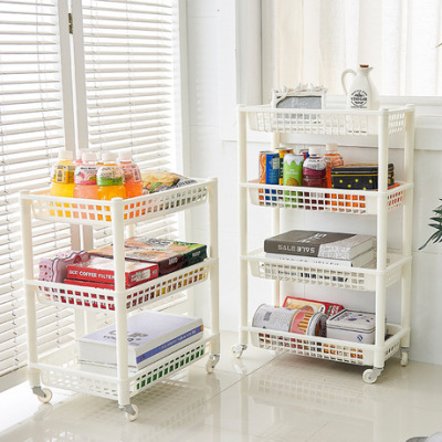 Wholesale mobile kitchen bathroom shelf bathroom floor storage shelf multi-level plastic storage shelf