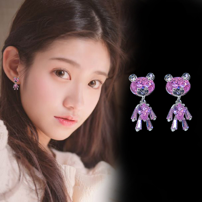 Ornament Bear Ear Studs Fashion Day Korea Female Earrings Elegant Cute Temperament Wild Factory Wholesale