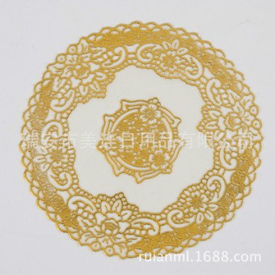 [Popular manufacturer] 40CM round hot stamping silver hollow out mat tea table heat mat