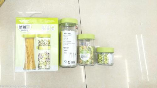 three-piece set glass jar