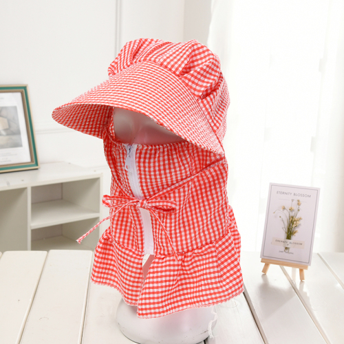striped plaid hat protective cap face protection neck protection outdoor uv protection