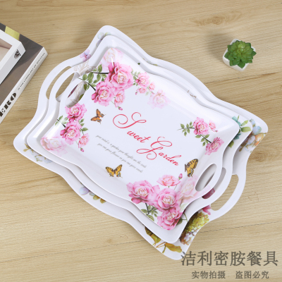 Colorful Printing Household Rectangular Tray Water Glass Plate Tea Tray Nordic Style Tea Cup Tray Living Room Creative Plate