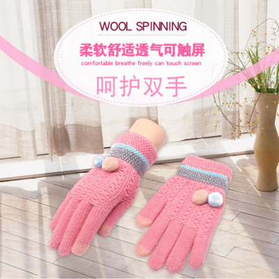 Factory Direct Sales Thermal Gloves Female Students Riding Thermal Thickened Autumn and Winter Korean Style Touch Screen Wholesale Knitting Wool Gloves