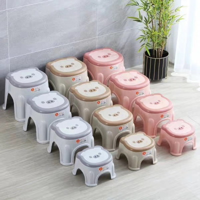 Small stools plastic stools household stool cartoon thickened non-slip rubber stool feet step on the baby stool bath