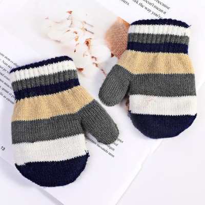 Small Baby Gloves Autumn and Winter Thick Baby Children Wool Keep Warm Double Layer Crawling Gloves Men and Women Baby Knitting Wool Gloves