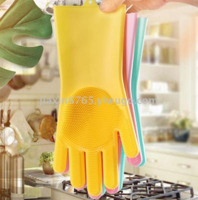 Manufacturer direct sales  anti-slip silicone gloves multi-functional household magic easy to clean brush