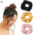 Qiyue cross-border new high-end pure color large intestine cloth art clean color large intestine hair ring silk forging ponytail head flower