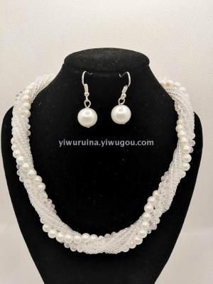Pearl crystal twist short necklace necklace mother's day birthday with hand gifts