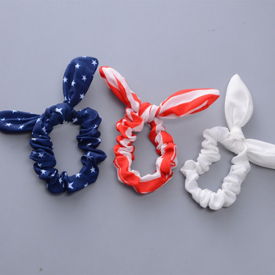 European and American Hair Accessories Rabbit Ears Hair Ring Children's Knotted Bow Headdress Flower Hair Ties/Hair Bands Customizable