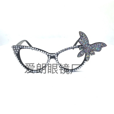 Butterfly paste drill creative masquerade party glasses cat eye festival funky sunglasses