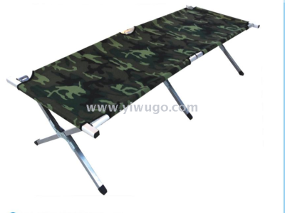 Solid color Oxford cloth metal folding bed single nap bed camp bed simple nap bed beach bed