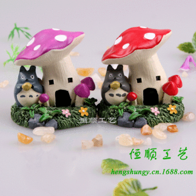 Zakka groceries love mini house micro landscape resin totoro mushroom room garden accessories