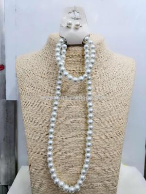 Pearl necklace bracelet earrings set chain mother's day gift 5 yuan 10 yuan shop special