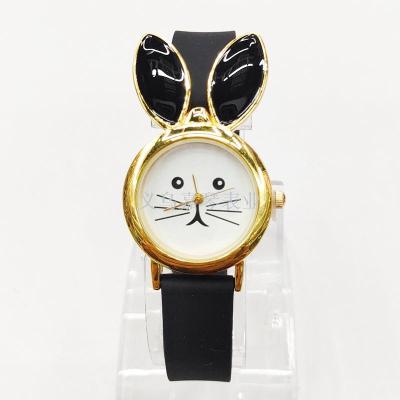 Foreign trade style fashion trend students quartz watch cute cartoon rabbit children's watch silicone watchband watch