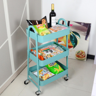 The New three - tier beauty rack trolley removable storage rack wheelbarrow kitchen supplies