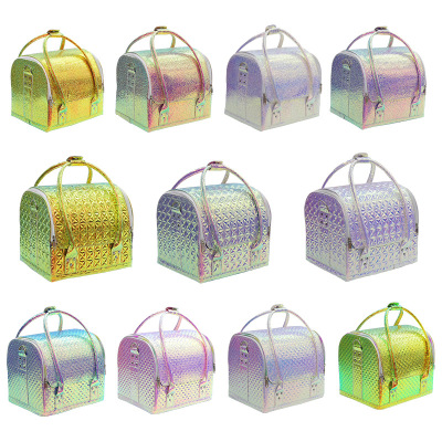 Laser Cosmetic Bag Portable Pu Cosmetic Case Professional Nail Tattoo Toolbox Crossbody Foreign Trade Popular Style