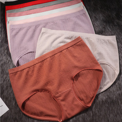 Mid Waist Women's Briefs Pure Color Seamless Medium Size Classic Panties Women