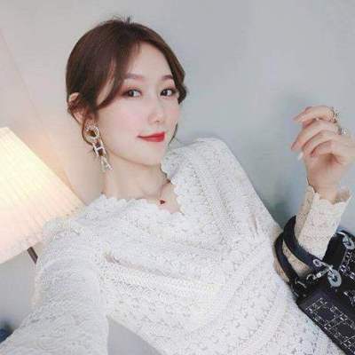 2020 spring and summer new V neck long sleeve lace unlined upper garment super fairy god clothes slim sexy half through the undershirt