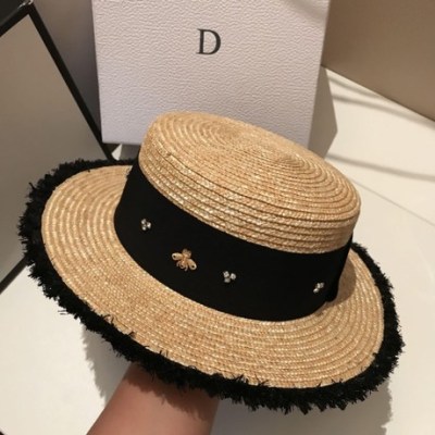 France custom-made new bee straw hatter weaves straw flat top hat sunblock beach hat versatile travel hat