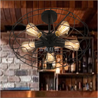 Personality retro LOFT industrial wind 5 ceiling lights European creative restaurant cafe antique chandelier