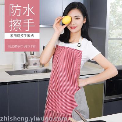 Apron household waterproof and oil-proof smock coat women's fashion kitchen cooking apron adult long-sleeve overalls men