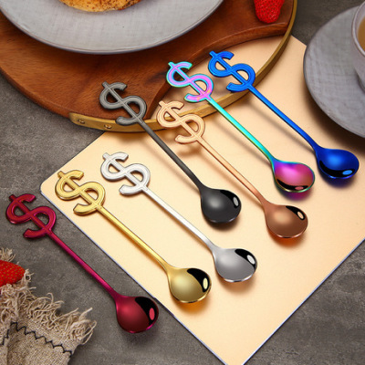 304 stainless steel mixing spoon creative dollar coffee spoon office  dessert spoon 