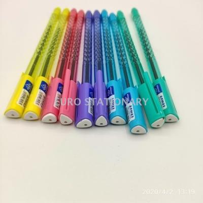 Wh-1174a triangle cover diamond full color transparent pen holder ballpoint pen 12 export boxes with hanging clip
