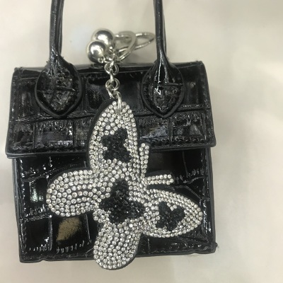 Small butterfly matching/monochrome water drill Korean velvet/pu leather key chain pendant