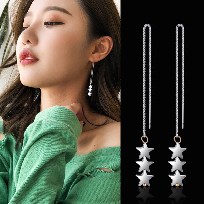 925 Silver Earrings Women's Long Elegant Korean Haematite Personalized Eardrops Fashion Minimalism Earrings Factory Wholesale