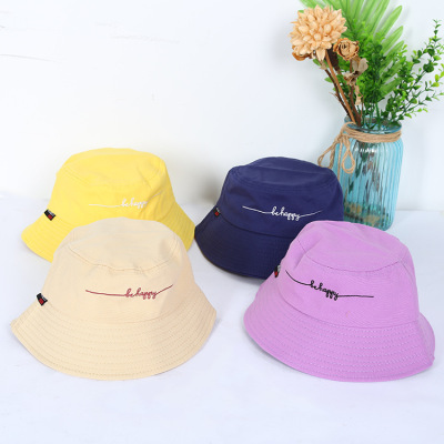 Instagram version embroidery fisherman hat lady joker casual simple basin hat summer sun shade street students hat trend