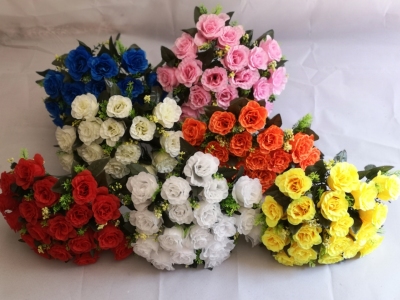 18-Head Double Happiness Rose Flat Head, Artificial Flower, Bridal Bouquet, Silk Flower