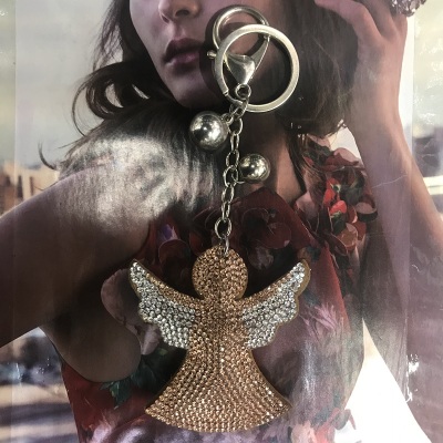 Angel matching/monochrome diamond Korean velvet/pu leather key chain pendant