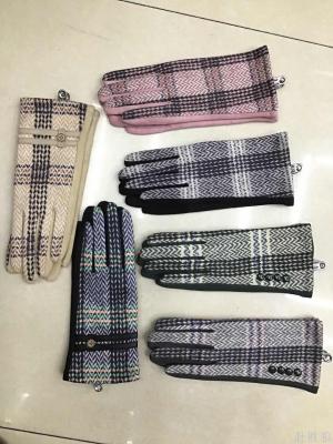European and American fashion women's suede gloves hermetic print digital printing touch screen Japan and Korea