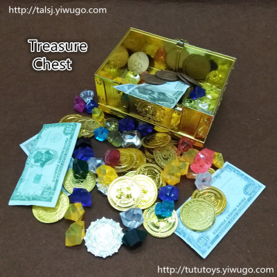 Pirate gold coin toy coin note gem treasure chest pirates of the Caribbean ring earring necklace