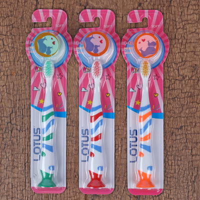 Children's Toothbrush Cute Cartoon Soft Bristle Baby Child Toothbrush with Suction Cup Stand-Able Independent Pack