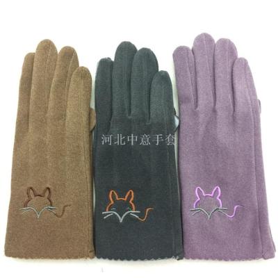 German rabbit autumn winter fashion gloves ladies plus velvet warm touch screen cute little fox factory direct