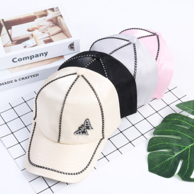 Korean version of the sequined embroidered baseball cap butterfly hot diamond cap children 's cap wholesale sun hat