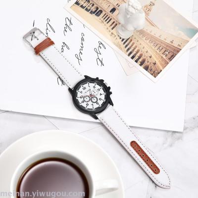 New men's denim stitching color belt watch creative students ultra-thin simple quartz watch